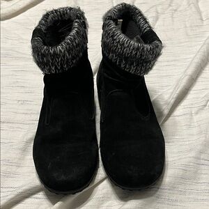 Khombu Jessica leather and faux fur black ankle boots W’s8